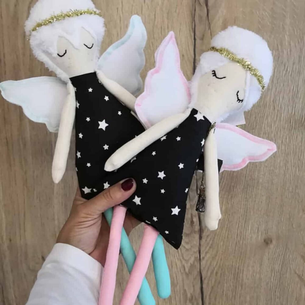 Stoffpuppe Engel 35 cm Black Star Boy Hauptbild