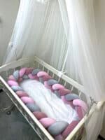 Bettschlange Velours Pink Grey Zusatzbild-2