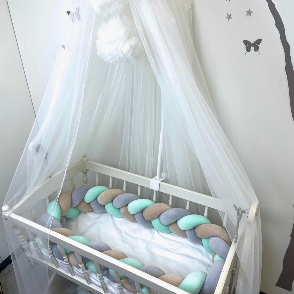 Bettschlange Velours Mint Grey Beige Zusatzbild-1
