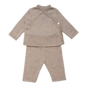 Ensemble bébé Huttelihut en laine mérinos couleur camel (image principale)