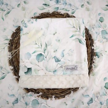 Coperta accogliente | Cotone e minky di alta qualità | Immagine principale con eucalipto