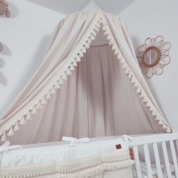 Baldachin Boho aus Ökotex-Baumwolle |XXL Betthimmel | Beige Zusatzbild-1
