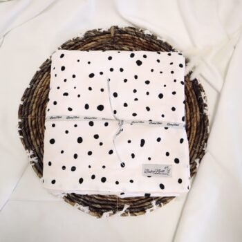 Morbida coperta premium in Minky a pois neri (immagine principale)