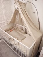 Ciel de lit bohème en coton Oeko-Tex | Beige Image supplémentaire-1