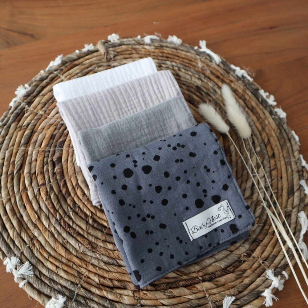 Ensemble de 4 lingettes en mousseline de qualité supérieure. Pierres (image supplémentaire 1)