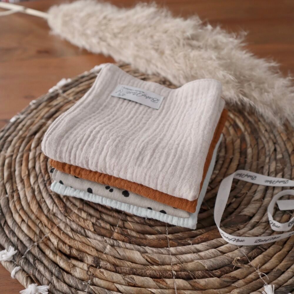 Chiffons en mousseline, lot de 4, confectionnés en mousseline de qualité supérieure, couleur caramel (image supplémentaire 1)