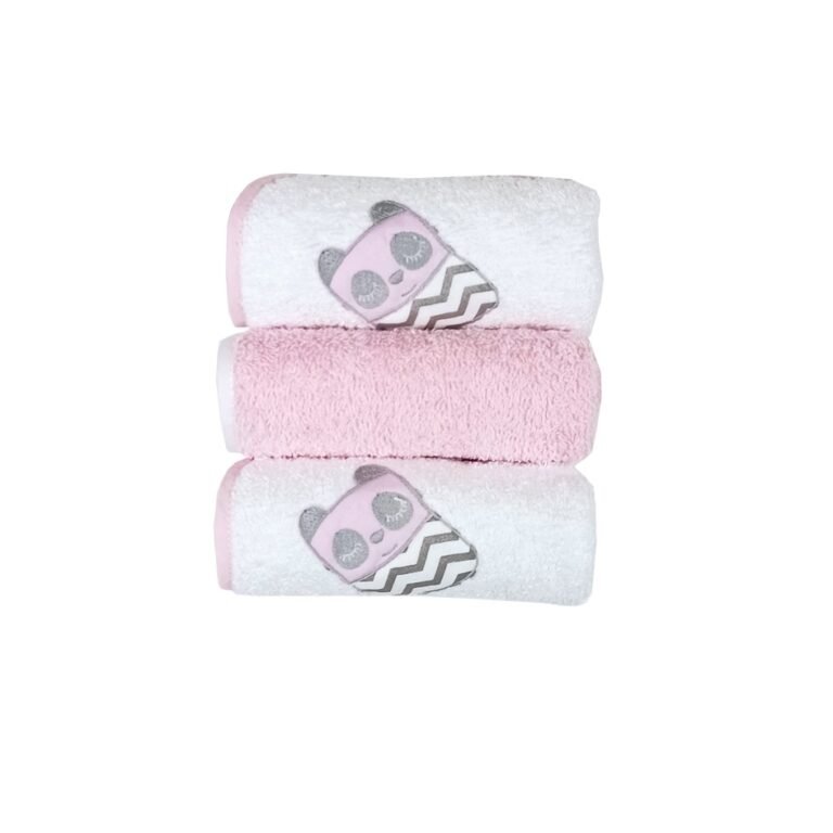 Lot de 3 gants de toilette | Tissu éponge | Image principale Tiny Friends Rose