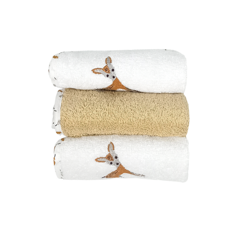 Lot de 3 gants de toilette | Tissu éponge | Motif forêt (Image principale)