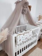 Betthimmel Tüll Taupe mit 2 Pompons Zusatzbild-2