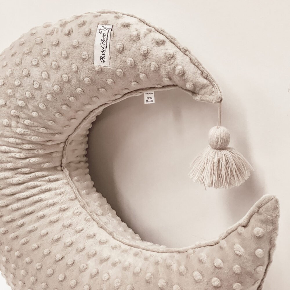 Nursing Pillow Crescent Moon | Minky | Beige Additional Image 1