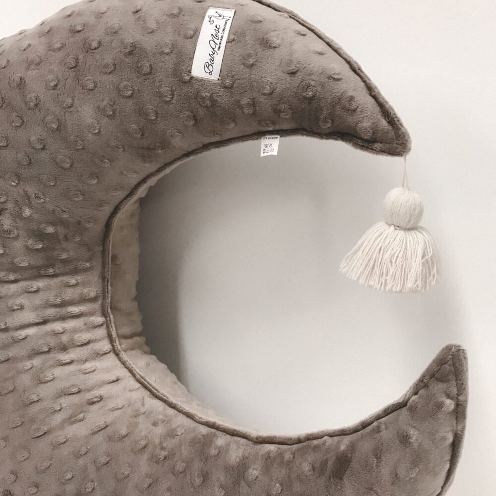 Nursing Pillow Crescent Moon | Minky | Cappuccino Additional Image 1