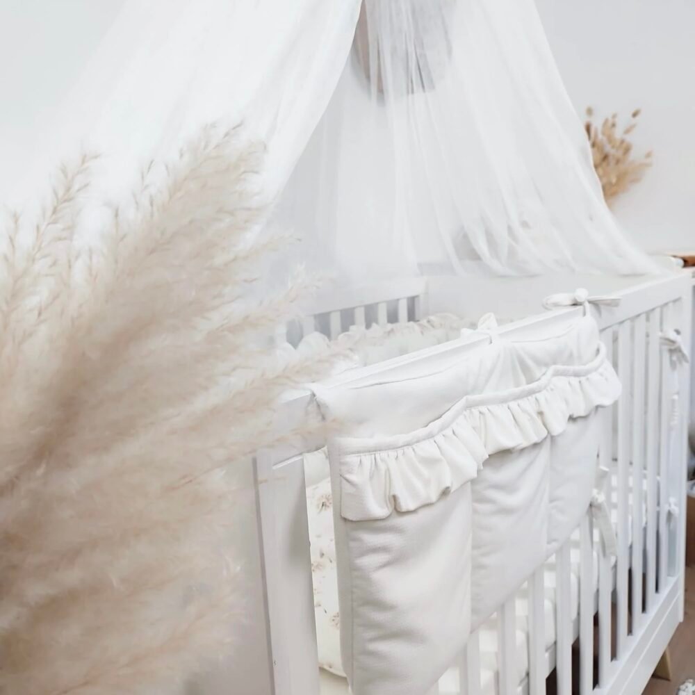 Velvet bed organizer in cream, Glam bed organizer (additional image 1)