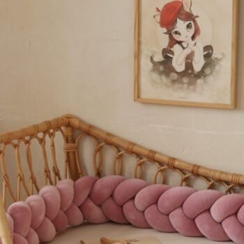 Bettschlange Velours – Geflochten |410 cm|Altrosa Zusatzbild-1