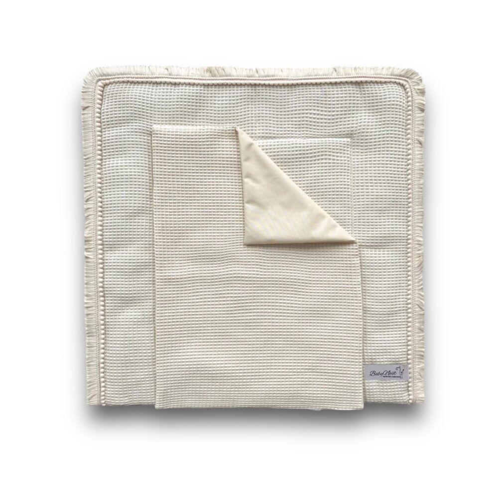 Boho waffle changing mat including removable waterproof pad | Cream main image