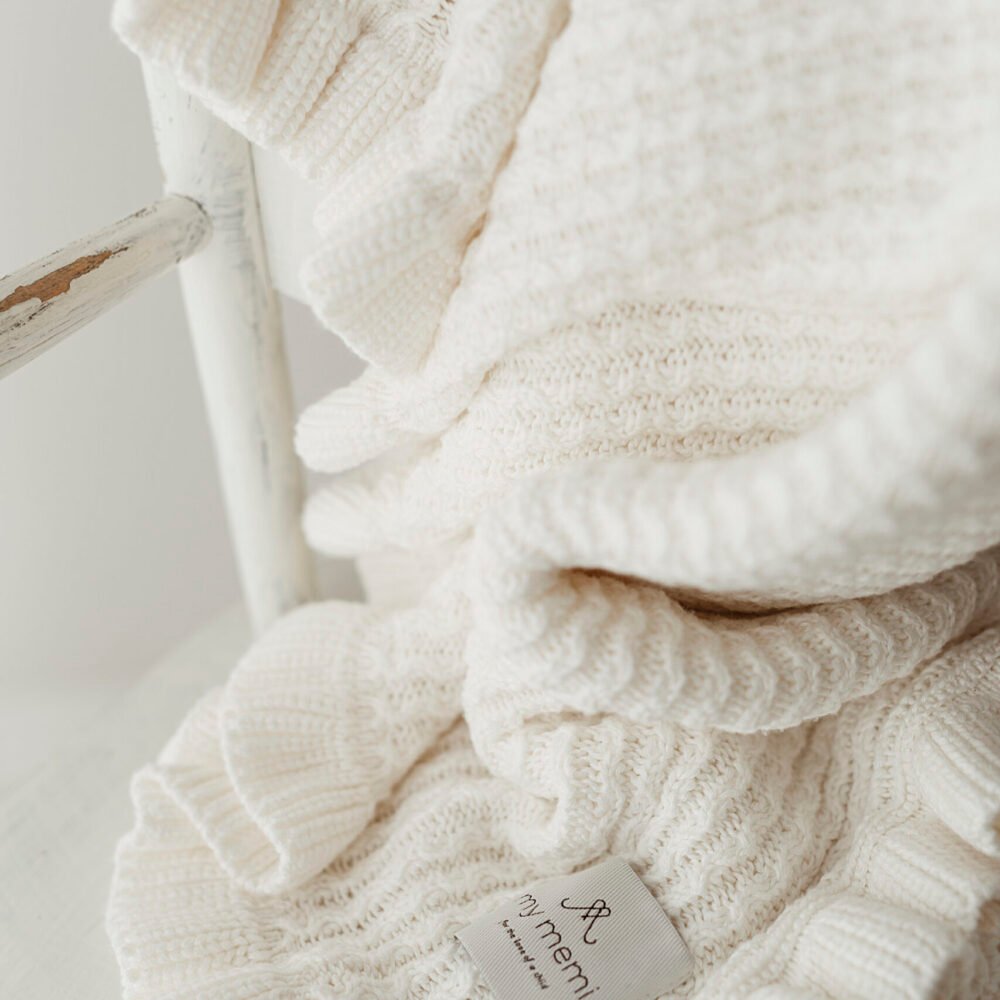 MY MEMI | Coperta in bambù con volant | Crema Immagine aggiuntiva 1