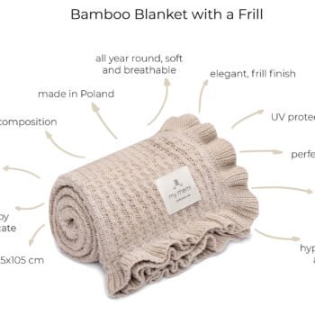 MY MEMI | Coperta in bambù con volant | Beige chiaro Immagine aggiuntiva 1