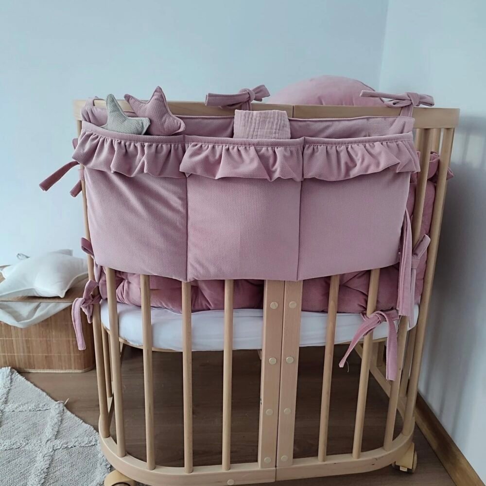 Velvet bed organizer in antique rose, Glam bed organizer (main image)