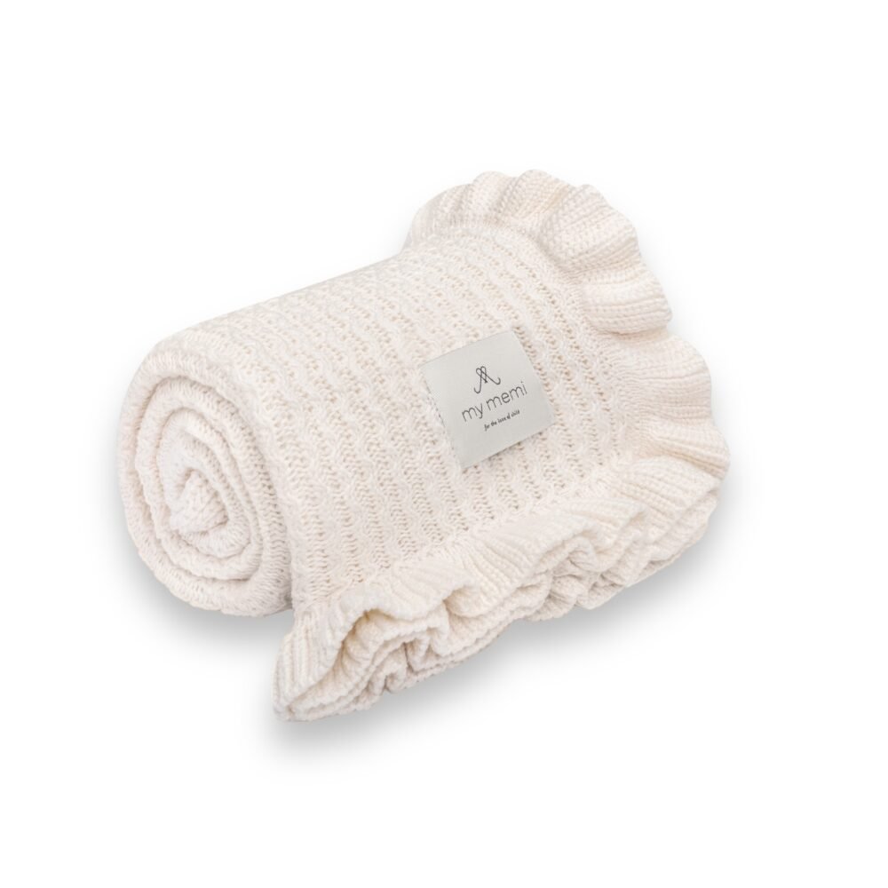 MY MEMI | Coperta in bambù con volant | Immagine principale color crema