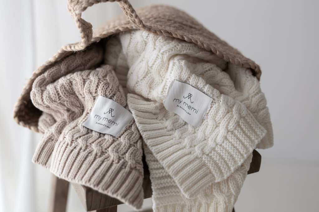 MY MEMI | Merino Decke Premium Braided| Cream Zusatzbild-1
