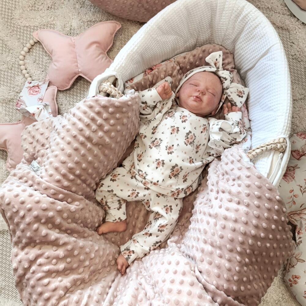 Nid pour bébé haut de gamme 4 pièces Pivoines et Lapin Rose Image supplémentaire-1