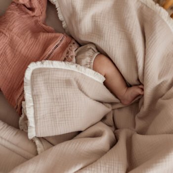 Couverture bébé | Mousseline double premium 4 couches style bohème | Beige (Image principale)