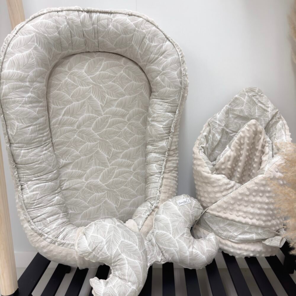 Nido per neonati, set premium da 4 pezzi, foglie in stile boho (immagine principale)
