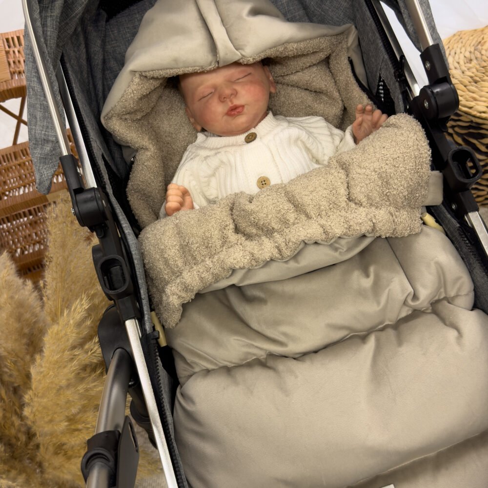 Sacco a pelo invernale convertibile in velluto di alta qualità | Beige scuro Immagine aggiuntiva 1