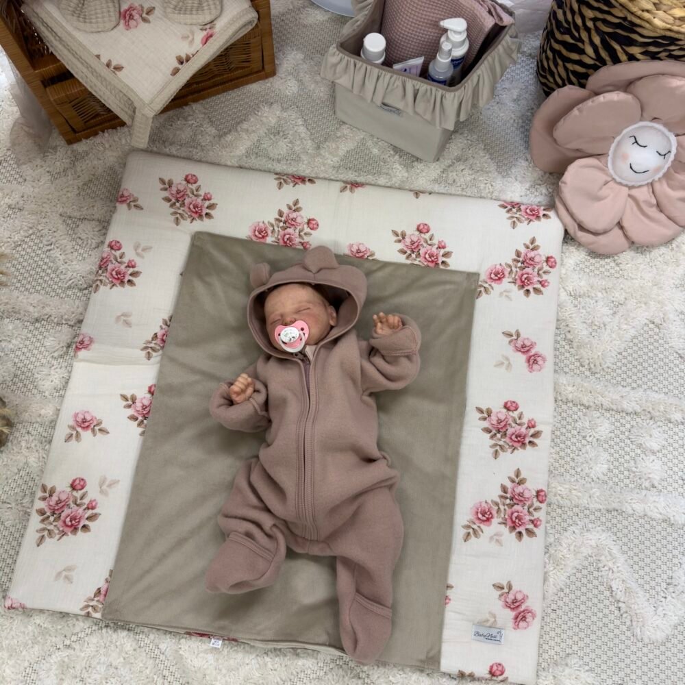 Velvet Changing Mat Including Removable Waterproof Pad | Fall Roses Main Image