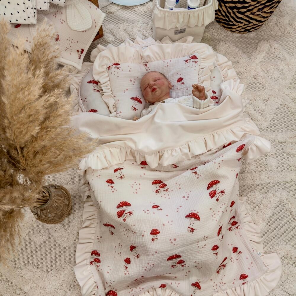 Nid pour bébé | Velours mousseline ultra-doux de qualité supérieure | Lot de 4 | Image principale Happy Mushrooms