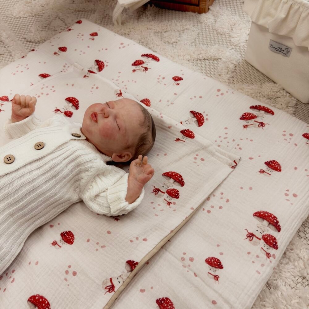 Velvet changing mat including removable waterproof pad | Happy Mushrooms Additional image-1
