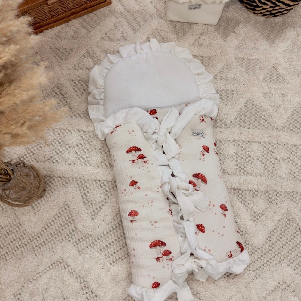 Multifunctional Baby Sleeping Bag | Premium Muslin | 0-8M | Happy Mushrooms Main Image