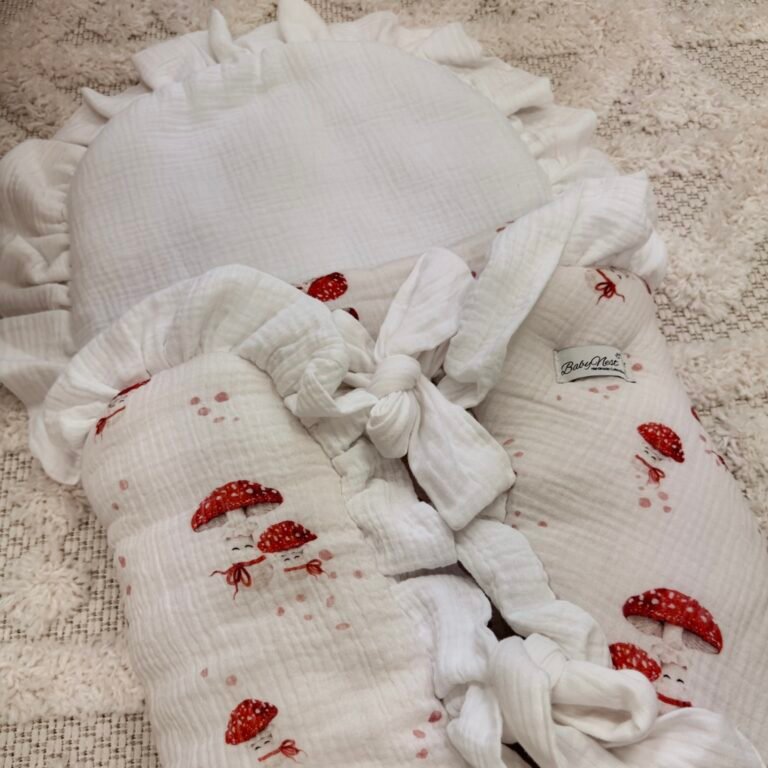 Multifunktioneller Babyschlafsack| Premium Musselin|0-8M|Happy Mushrooms Zusatzbild-1