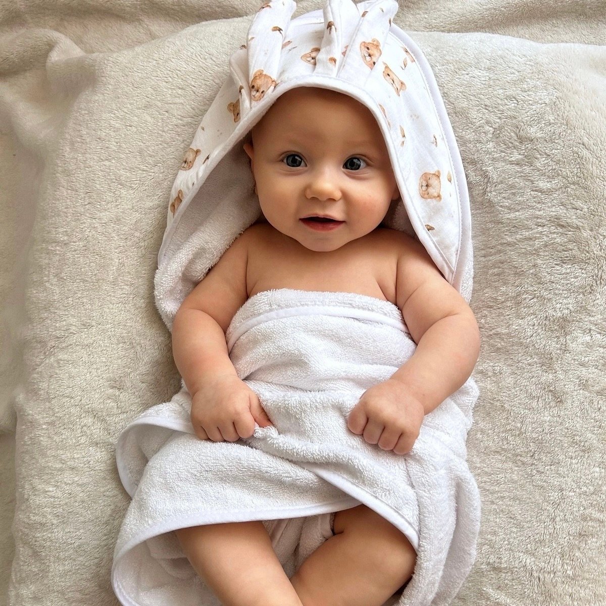 Kapuzenhandtuch Baby|Bambus|Cute Bears|Weiss 27673 Kapuzenhandtuch Baby|Bambus|Cute Bears|Weiss Hauptbild