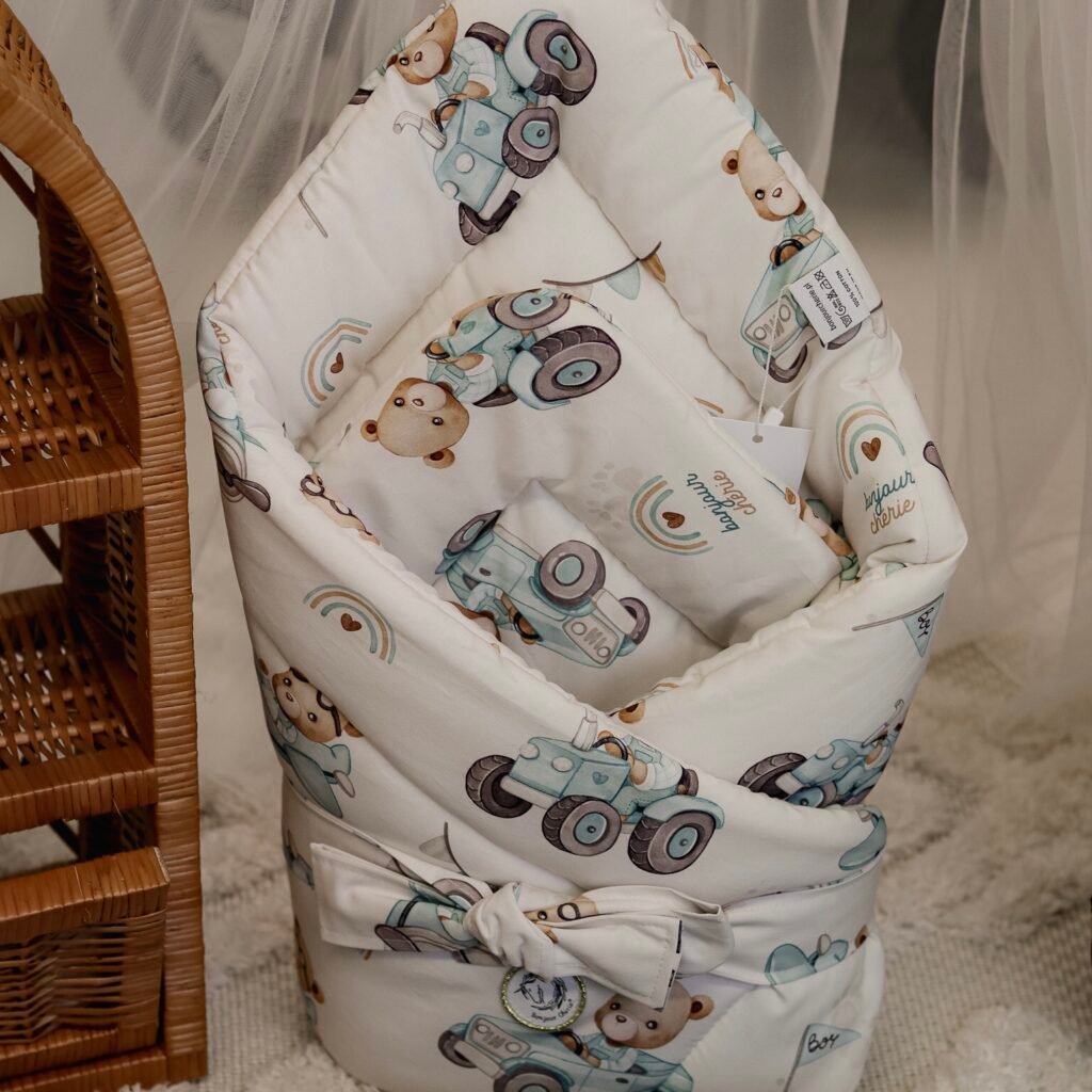 Babynest |Premium Baumwolle Minky|3er Set|Tractors & Bears Zusatzbild-1