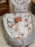 Babynest |Premium Baumwolle Minky|3er Set|Puppies & Hot Air Balloons Zusatzbild-4