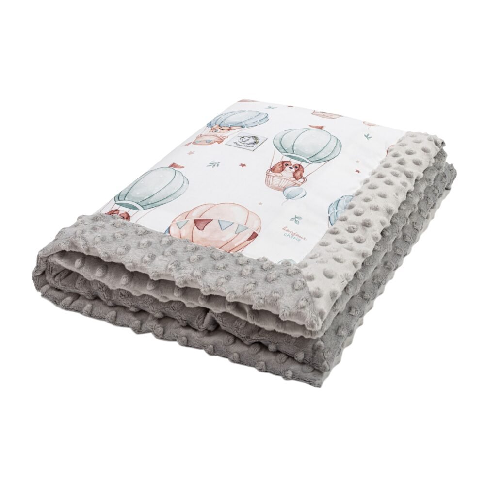 Beliebte Minky-Babydecke mit Füllung |Puppies & Hot Air Balloons Hauptbild