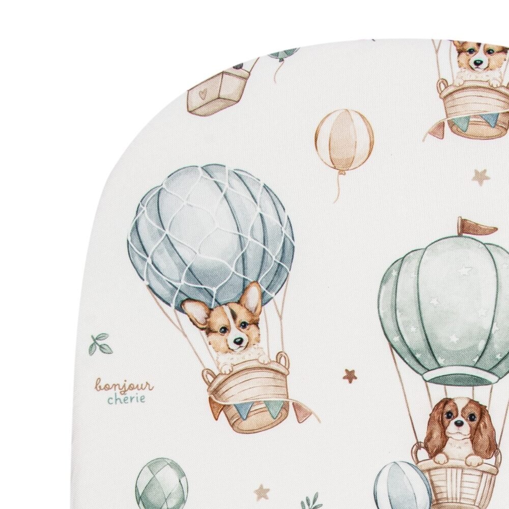 Premium fitted sheet 75x30 cm – 100% soft cotton | Puppies & Hot Air Balloons Additional image-1