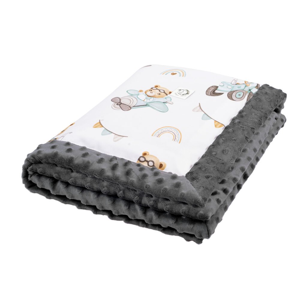 Beliebte Minky-Babydecke mit Füllung – Zweiseitig, Kuschelig & Vielseitig|Tractors & Bears Hauptbild