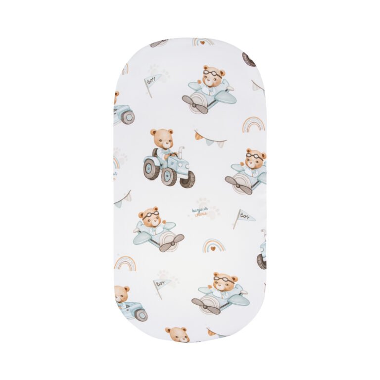 Premium Fixleintuch 75x30 cm – 100% weiche Baumwolle, atmungsaktiv und kuschelig|Tractors & Bears Hauptbild