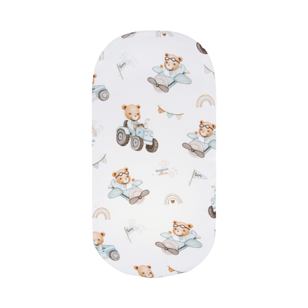 Premium fitted sheet 75x30 cm – 100% soft cotton, breathable and cuddly | Tractors & Bears main image