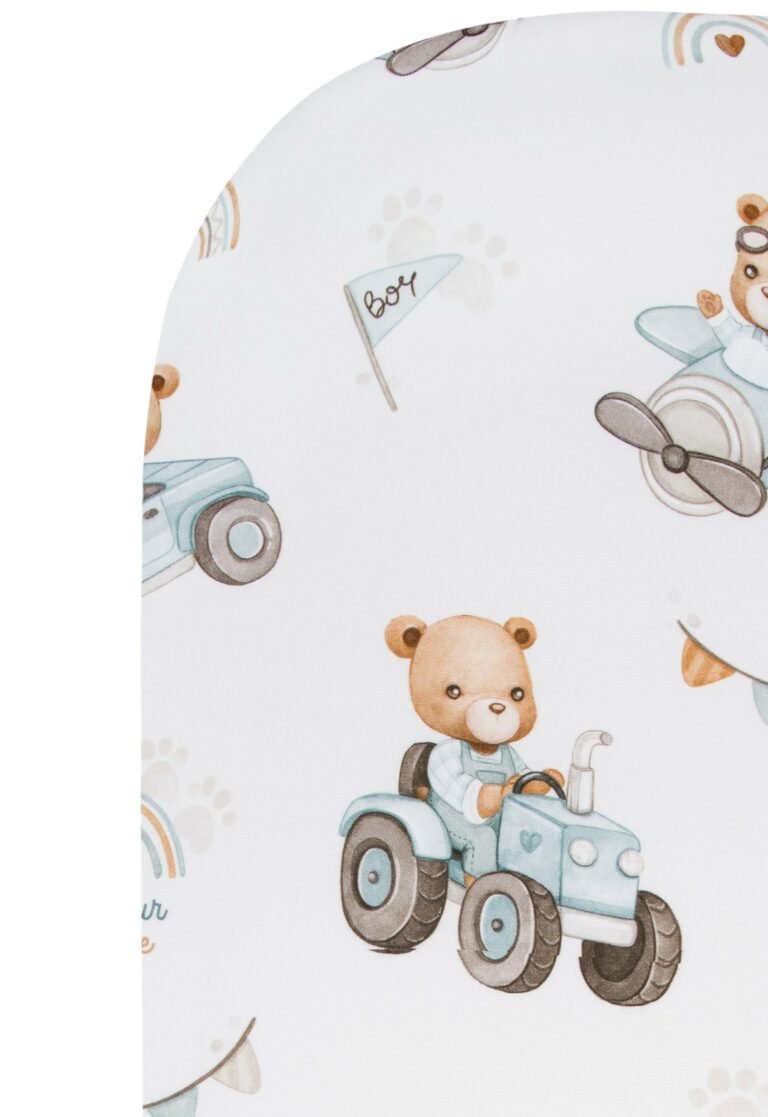 Premium Fixleintuch 75x30 cm – 100% weiche Baumwolle, atmungsaktiv und kuschelig|Tractors & Bears Zusatzbild-1