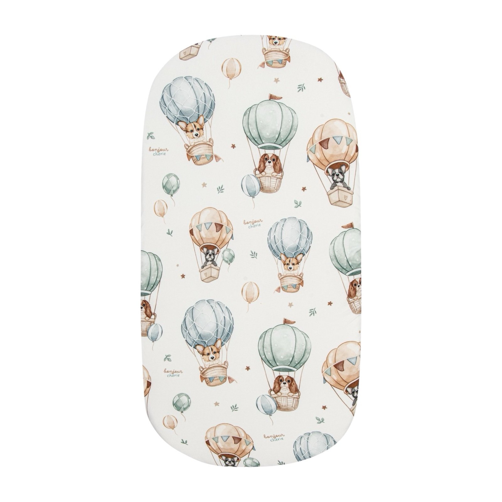 photoroom_20250119_155327 Premium Fixleintuch 75x30 cm – 100% weiche Baumwolle|Puppies & Hot Air Balloons Hauptbild