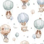 Autoschale Decke |Premium Baumwolle Minky|Puppies & Hotair Balloons Zusatzbild-2