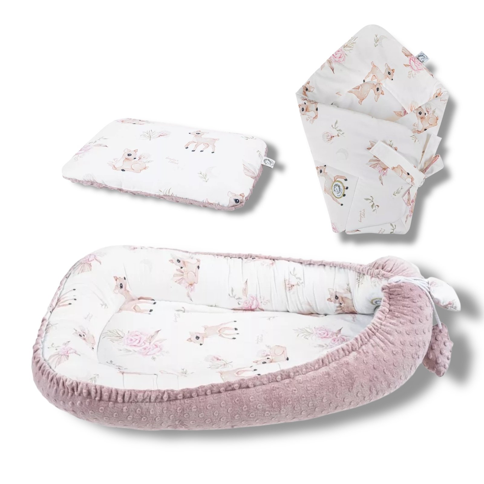 Babynest |Premium Baumwolle Minky|3er Set|Bambi Girl 28343 Babynest |Premium Baumwolle Minky|3er Set|Bambi Girl Hauptbild