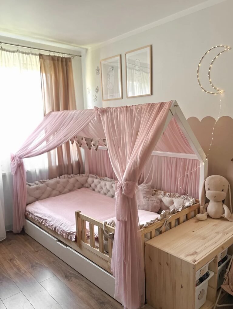 Betthimmel-Baldachin Tüll für Hausbett-Altrosa Hauptbild