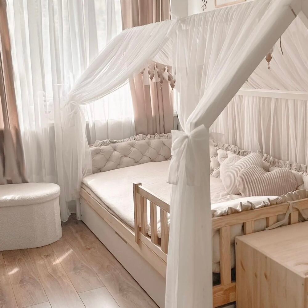 Betthimmel-Baldachin Tüll für Hausbett-Weiss Hauptbild