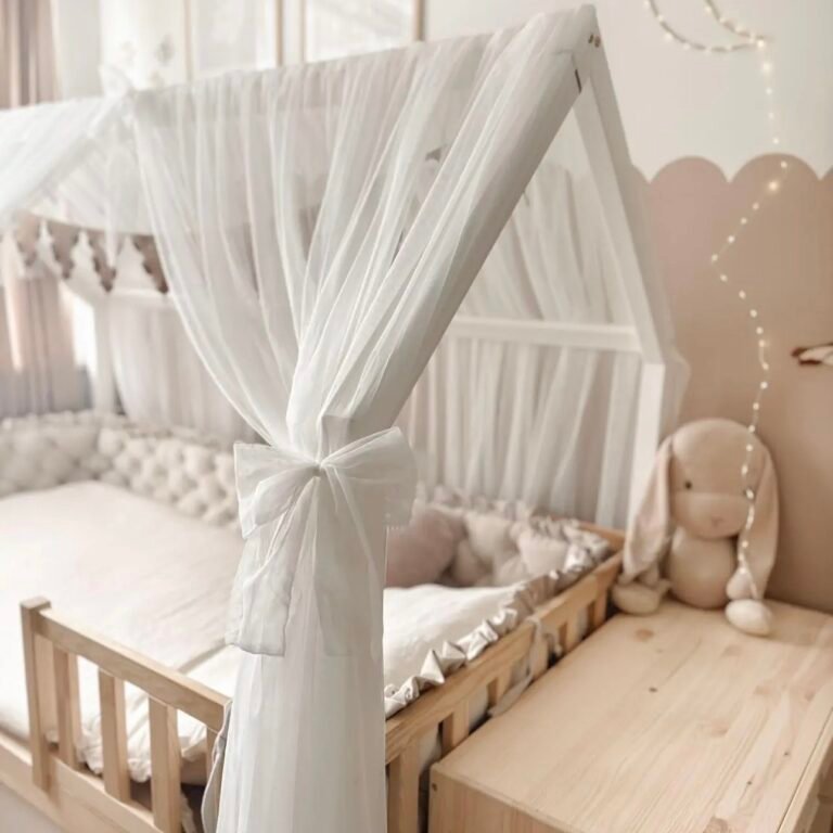 Betthimmel-Baldachin Tüll für Hausbett-Weiss Zusatzbild-1