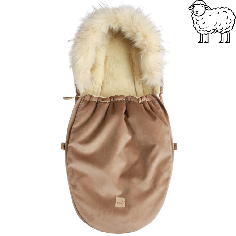 Chancelière en laine pour poussettes et porte-bébés – Beige (image principale)