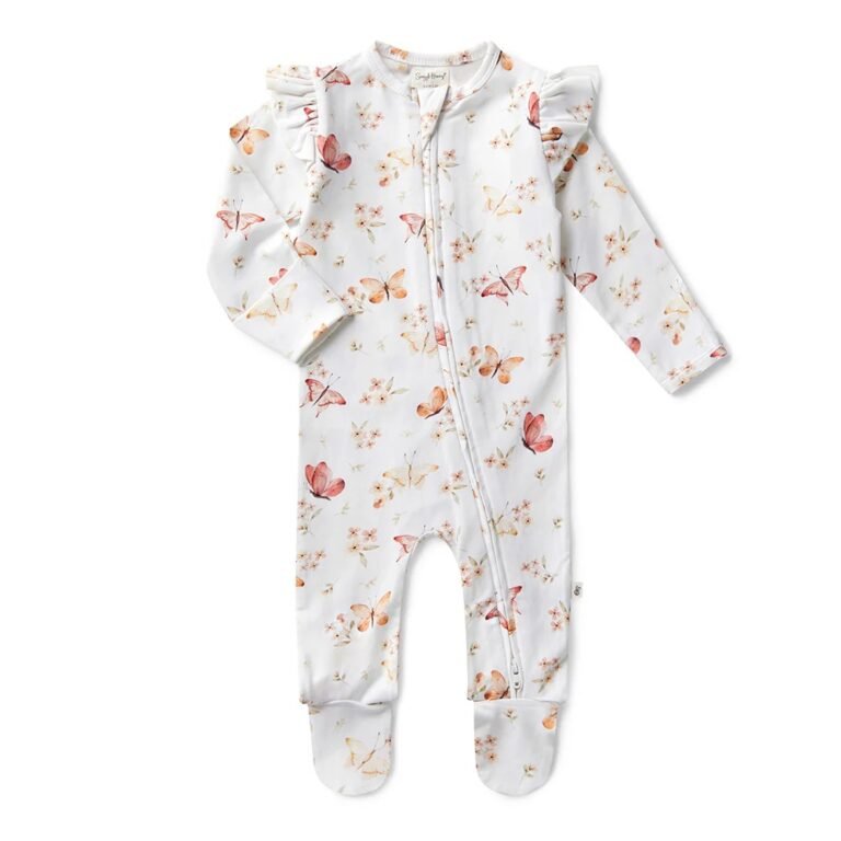 Butterfly Organic Snuggle Sleepsuit Zip Footie with Frill Zusatzbild-1