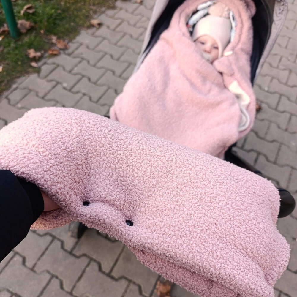 Chauffe-mains pour poussettes en bouclé d'alpaga – Rose Image supplémentaire-1